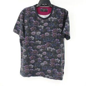 Ted Baker Shirt Mens 6 Cotton Crew Neck Floral Short Sleeve all over print slim
